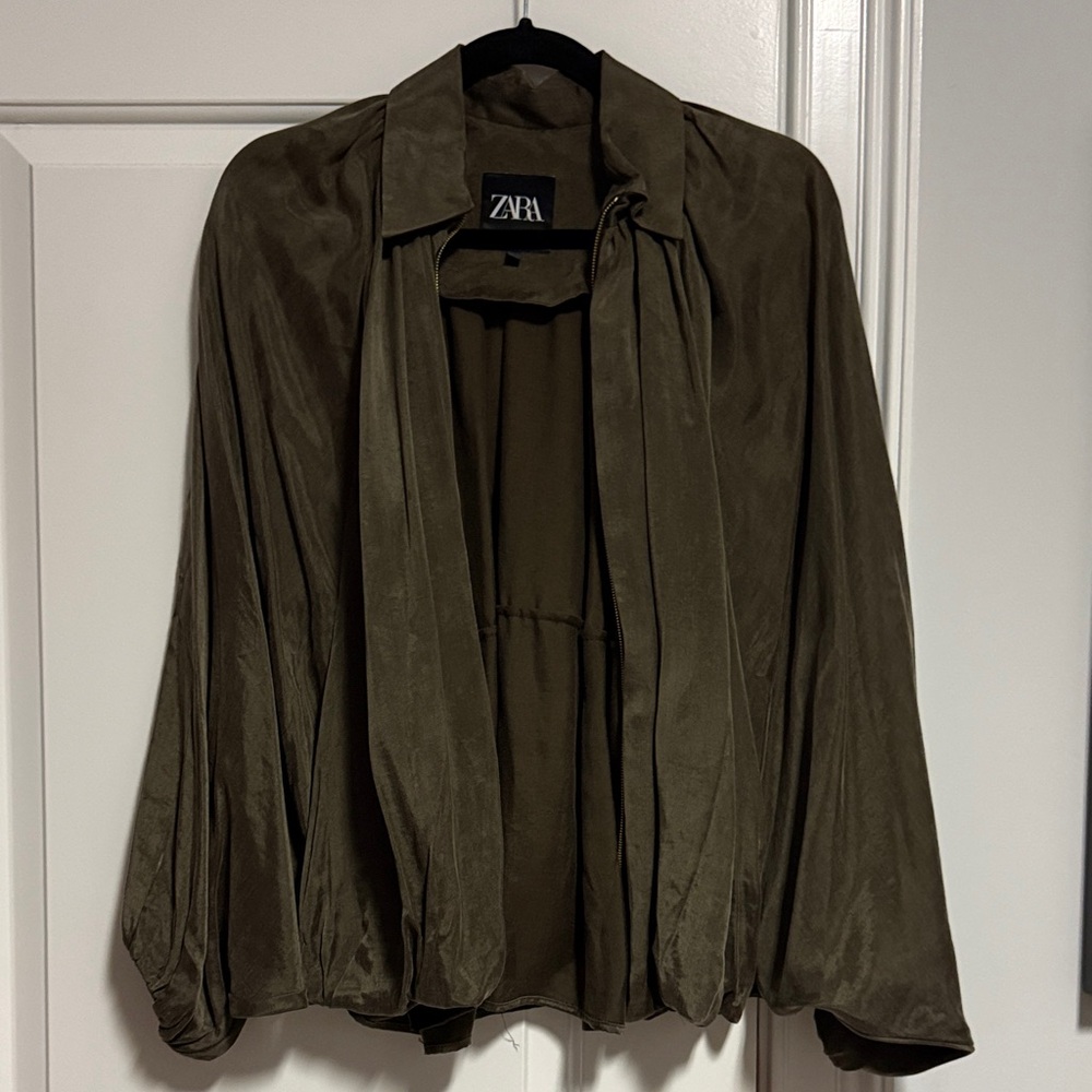 Zara Women's Dark Olive Cape Jacket